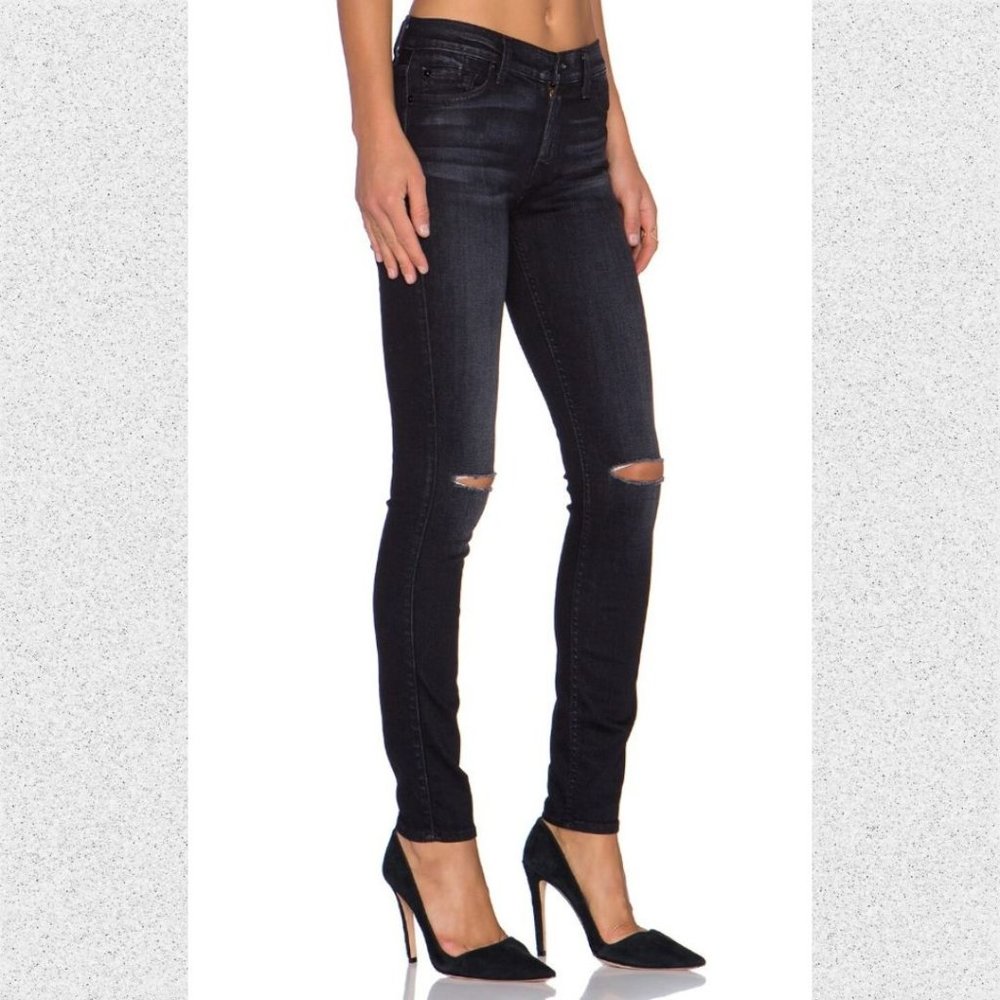 7 For All Mankind Ripped The Skinny Jeans in Icy Black - 28